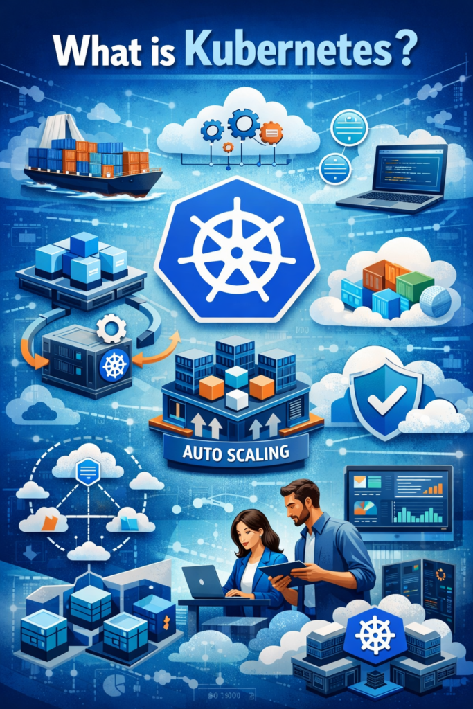 What is Kubernetes illustration showing shipping containers on a cargo ship